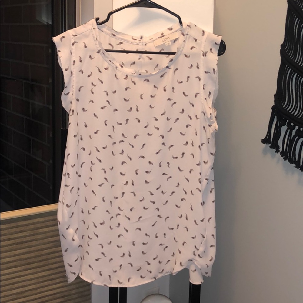 LOFT Chiffon Feather Pattern Top